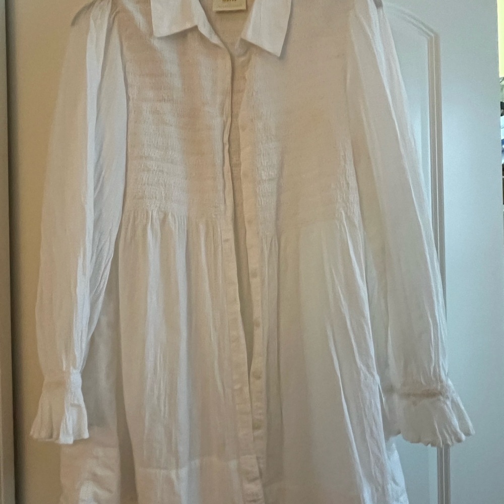 Anthropologie Maeve White Textured Blouse